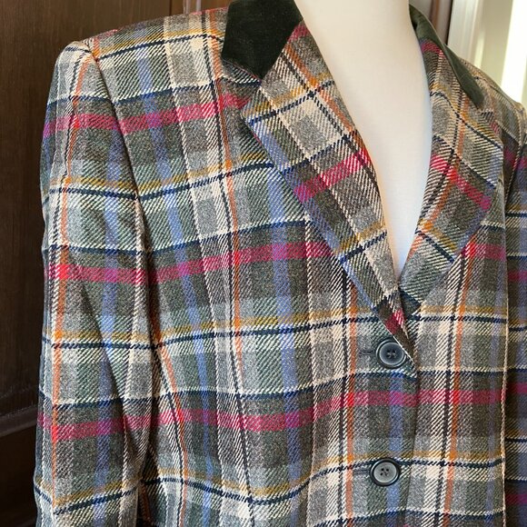 Clementino Peter Hahn Wool Blazer Jacket Tartan Plaid Women's 16/18/1X Petite - Picture 6 of 9